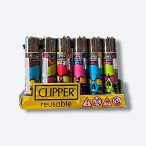 ISQUEIRO CLIPPER MAXI COLORFUL SKULLS